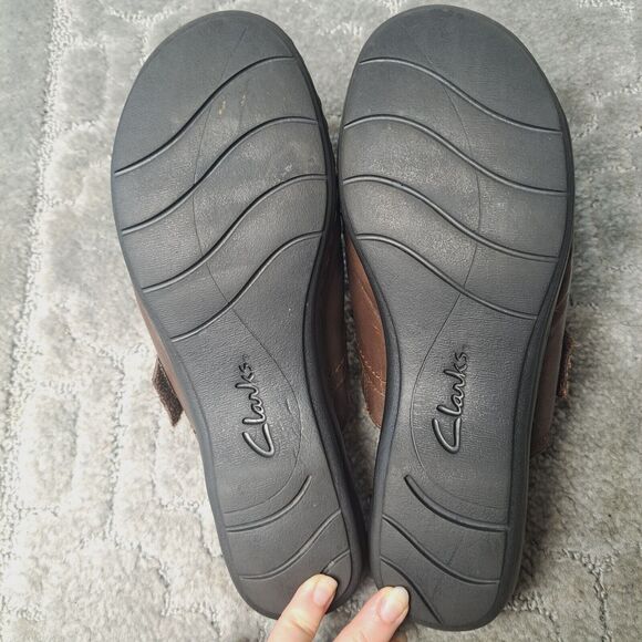 Clarks Collection Brown Leather Mules WOMENS SIZE 7.5M slip on comfort shoes - Picture 10 of 13
